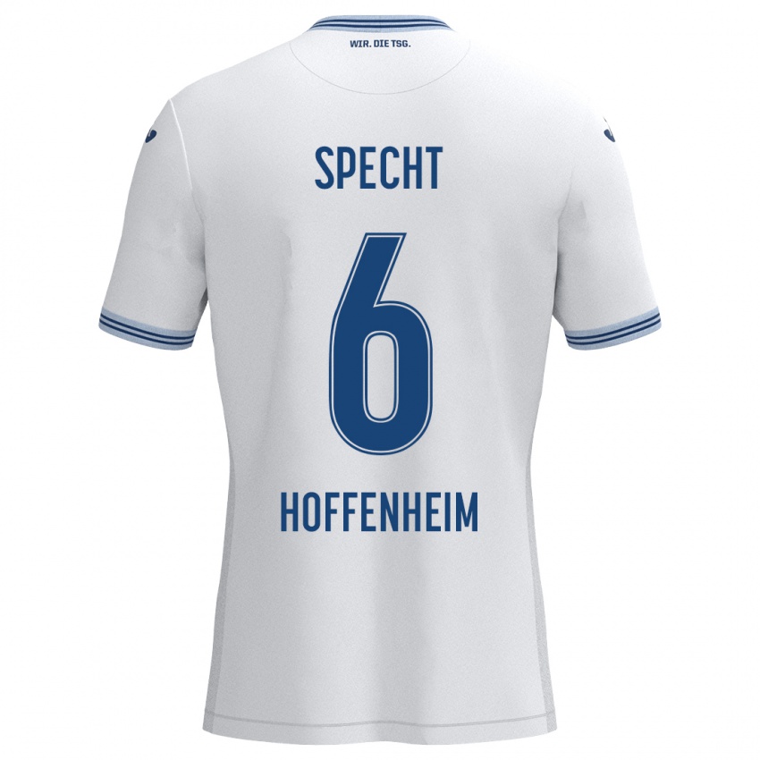 Hombre Camiseta Michaela Specht #6 Blanco Azul 2ª Equipación 2024/25 La Camisa Argentina