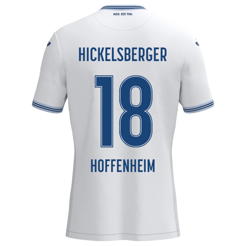 Hombre Camiseta Julia Hickelsberger #18 Blanco Azul 2ª Equipación 2024/25 La Camisa Argentina