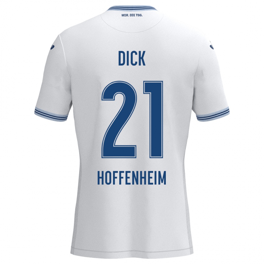 Hombre Camiseta Laura Dick #21 Blanco Azul 2ª Equipación 2024/25 La Camisa Argentina