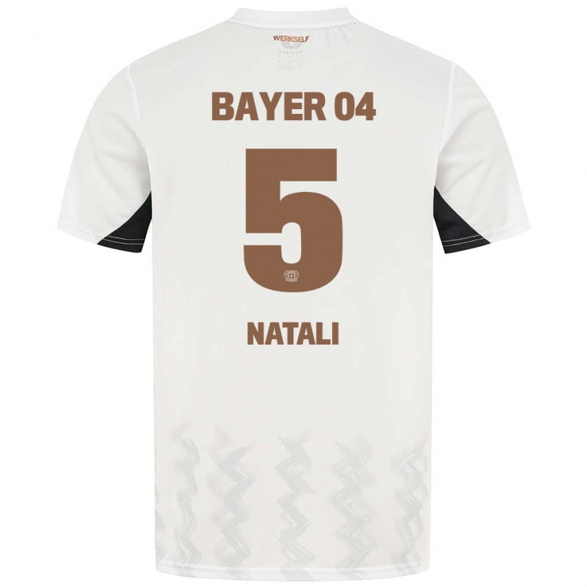 Hombre Camiseta Andrea Natali #5 Blanco Negro 2ª Equipación 2024/25 La Camisa Argentina