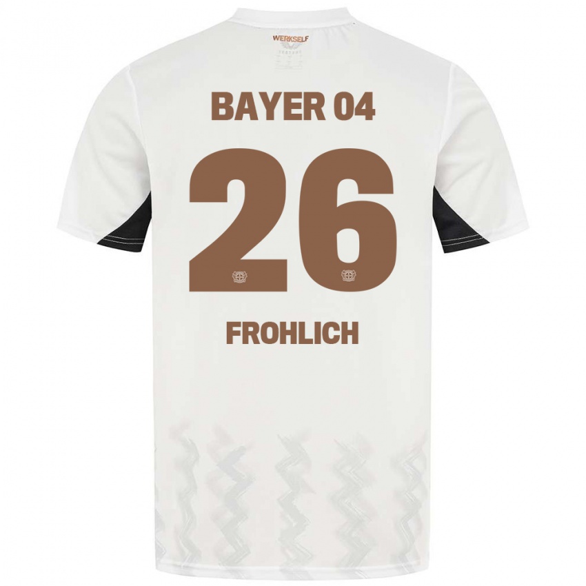 Hombre Camiseta Clara Fröhlich #26 Blanco Negro 2ª Equipación 2024/25 La Camisa Argentina