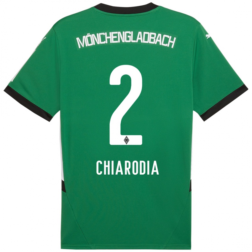 Hombre Camiseta Fabio Chiarodia #2 Verde Blanco 2ª Equipación 2024/25 La Camisa Argentina