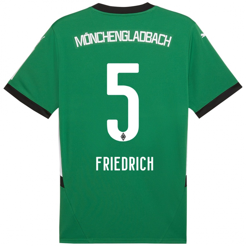 Hombre Camiseta Marvin Friedrich #5 Verde Blanco 2ª Equipación 2024/25 La Camisa Argentina