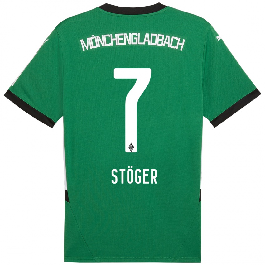 Hombre Camiseta Kevin Stöger #7 Verde Blanco 2ª Equipación 2024/25 La Camisa Argentina