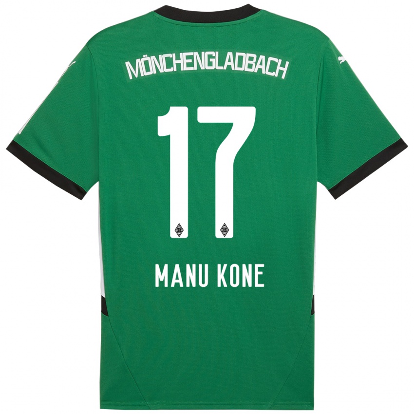 Hombre Camiseta Manu Kone #17 Verde Blanco 2ª Equipación 2024/25 La Camisa Argentina