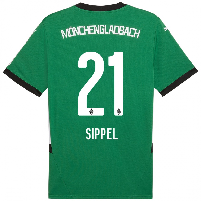 Hombre Camiseta Tobias Sippel #21 Verde Blanco 2ª Equipación 2024/25 La Camisa Argentina