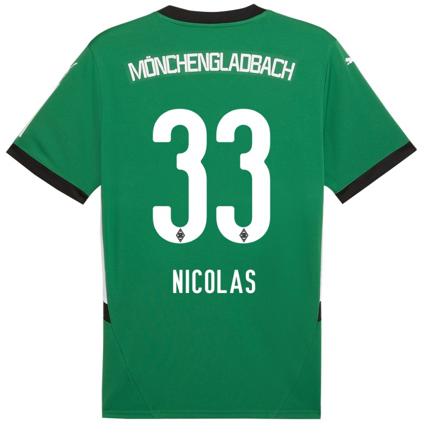 Hombre Camiseta Moritz Nicolas #33 Verde Blanco 2ª Equipación 2024/25 La Camisa Argentina