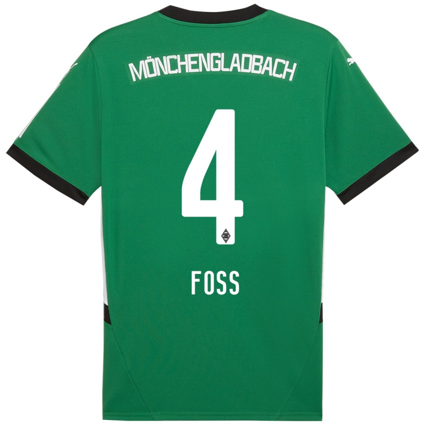 Hombre Camiseta Jonathan Foss #4 Verde Blanco 2ª Equipación 2024/25 La Camisa Argentina