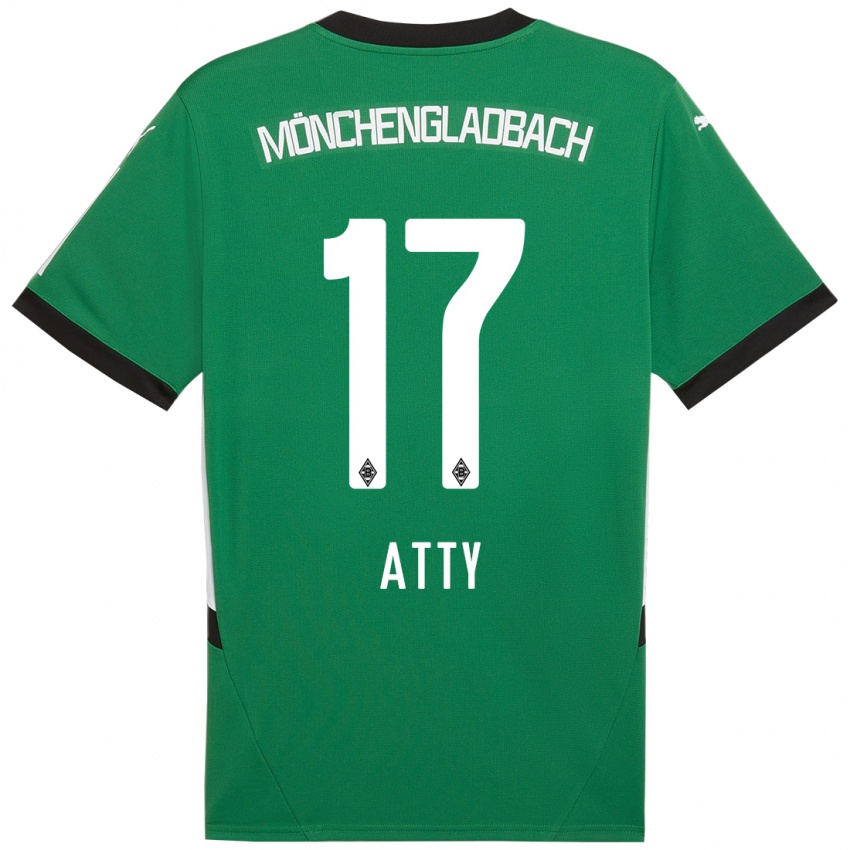 Hombre Camiseta Yassir Atty #17 Verde Blanco 2ª Equipación 2024/25 La Camisa Argentina