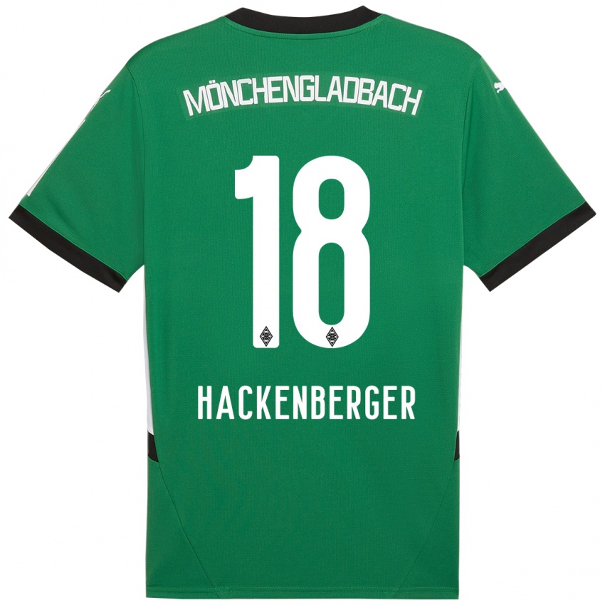 Hombre Camiseta Jessica Hackenberger #18 Verde Blanco 2ª Equipación 2024/25 La Camisa Argentina