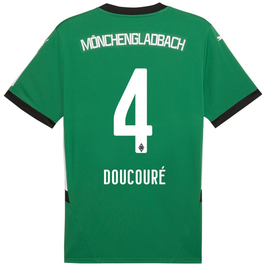 Hombre Camiseta Mamadou Doucoure #4 Verde Blanco 2ª Equipación 2024/25 La Camisa Argentina