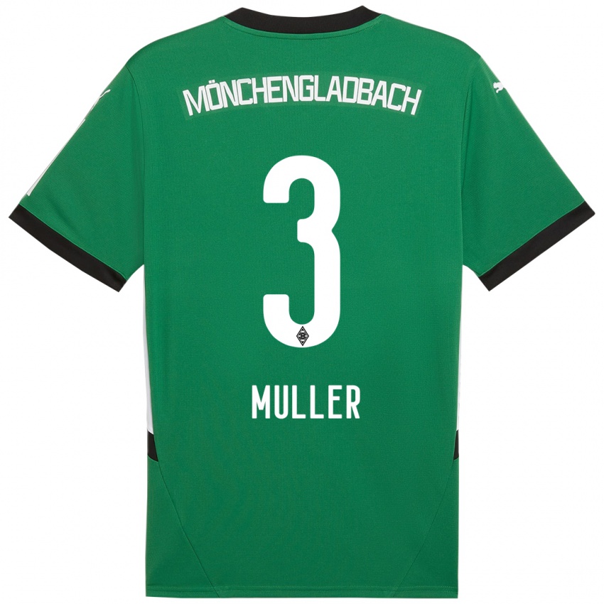 Hombre Camiseta Barbara Müller #3 Verde Blanco 2ª Equipación 2024/25 La Camisa Argentina