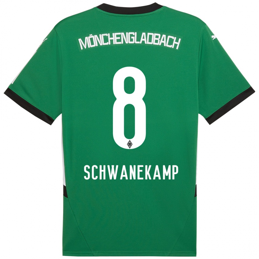 Hombre Camiseta Jana Schwanekamp #8 Verde Blanco 2ª Equipación 2024/25 La Camisa Argentina