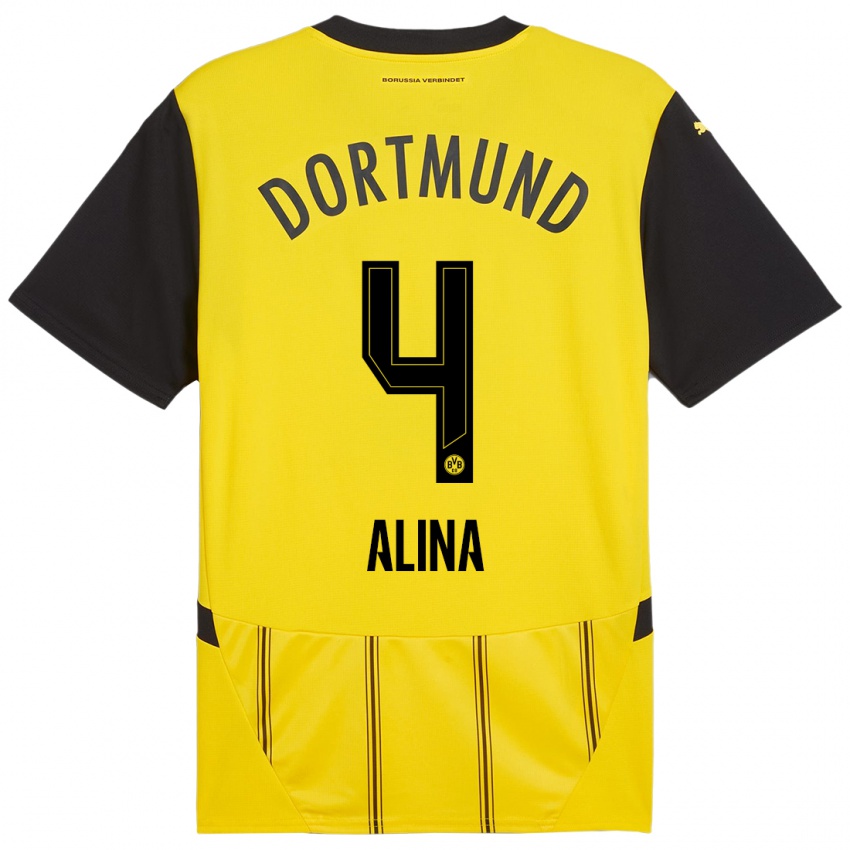 Mujer Camiseta Grijseels Alina #4 Amarillo Negro 1ª Equipación 2024/25 La Camisa Argentina