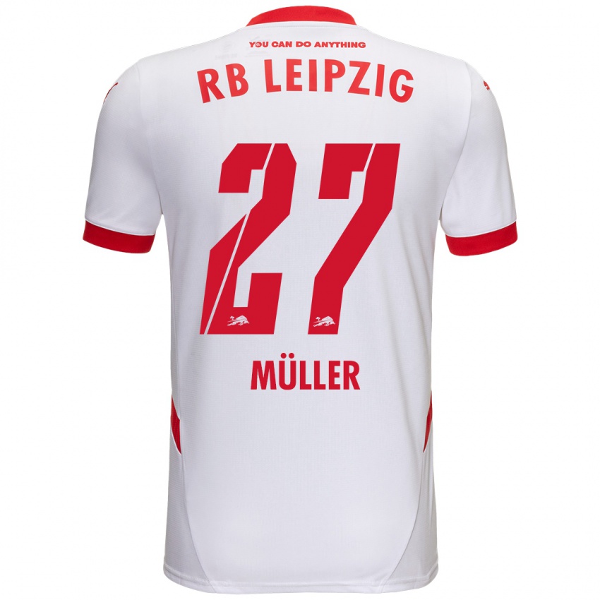 Mujer Camiseta Marlene Müller #27 Blanco Rojo 1ª Equipación 2024/25 La Camisa Argentina