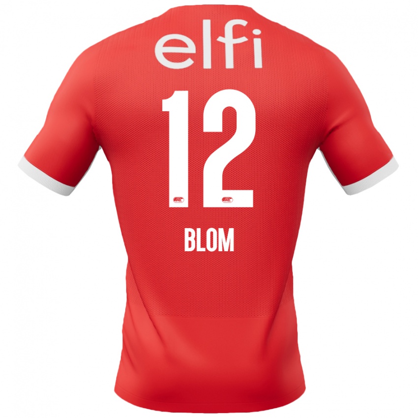 Mujer Camiseta Robin Blom #12 Rojo Blanco 1ª Equipación 2024/25 La Camisa Argentina