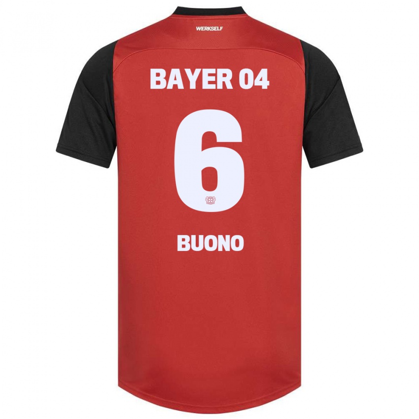 Mujer Camiseta Francesco Buono #6 Rojo Negro 1ª Equipación 2024/25 La Camisa Argentina