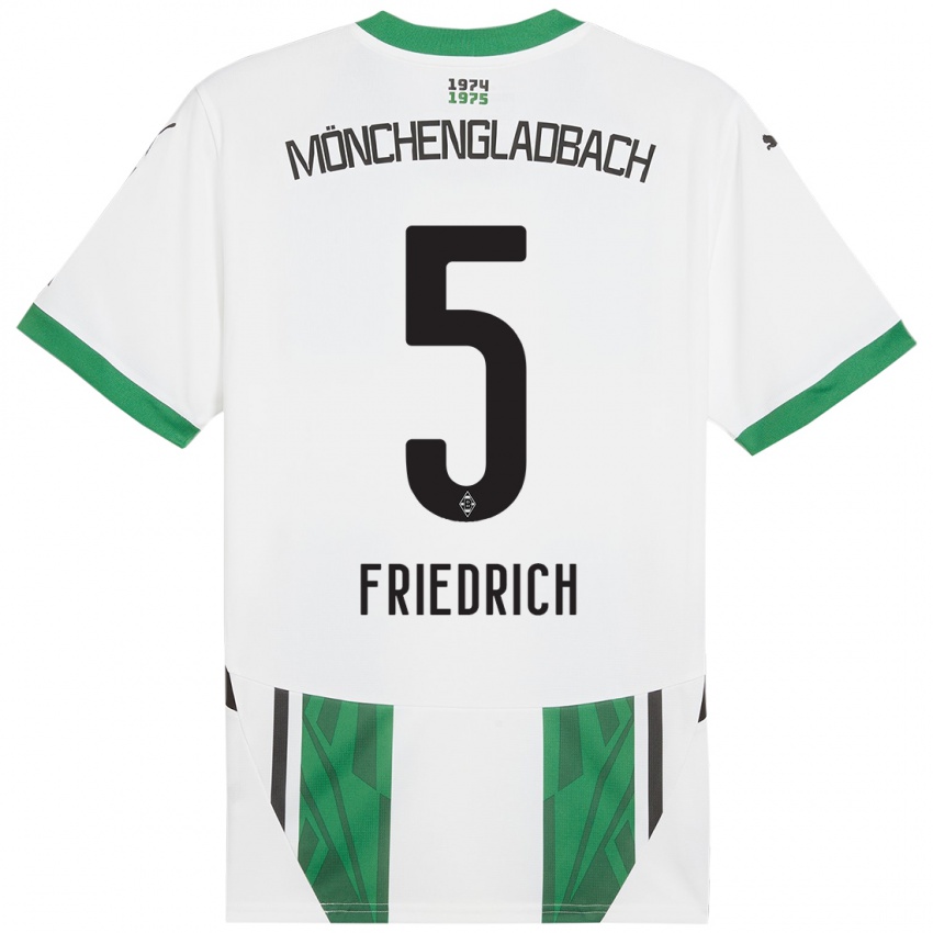 Mujer Camiseta Marvin Friedrich #5 Blanco Verde 1ª Equipación 2024/25 La Camisa Argentina