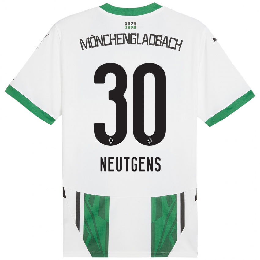 Mujer Camiseta Maximilian Neutgens #30 Blanco Verde 1ª Equipación 2024/25 La Camisa Argentina