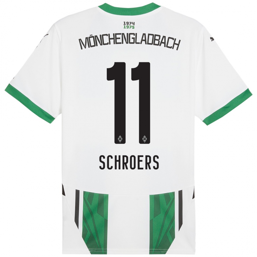 Mujer Camiseta Mika Schroers #11 Blanco Verde 1ª Equipación 2024/25 La Camisa Argentina