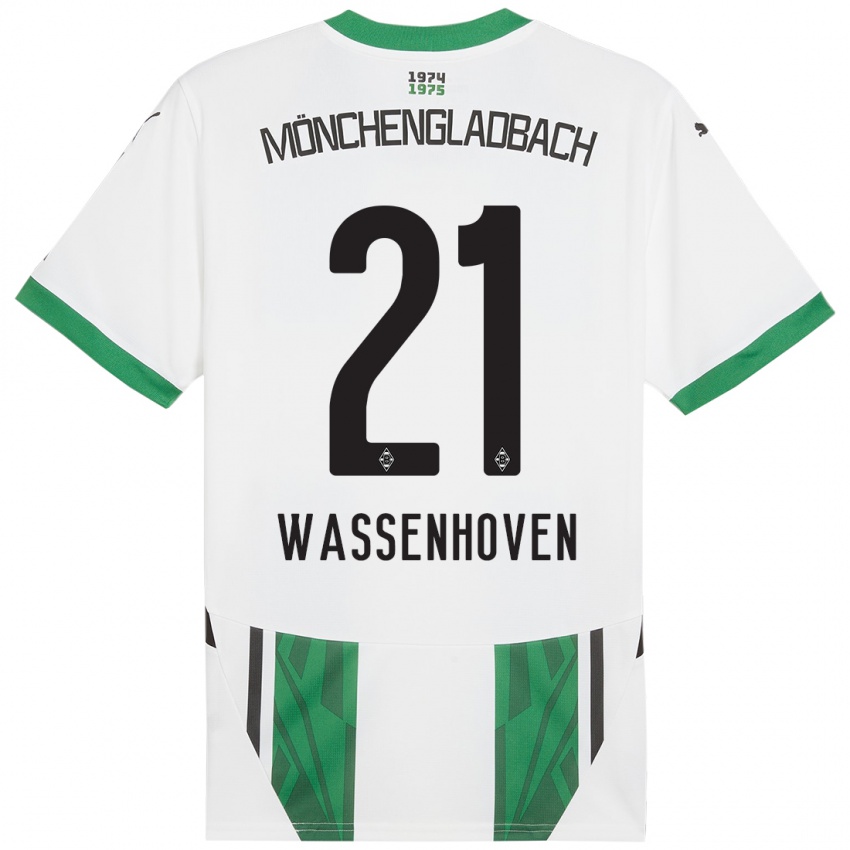 Mujer Camiseta Michelle Wassenhoven #21 Blanco Verde 1ª Equipación 2024/25 La Camisa Argentina