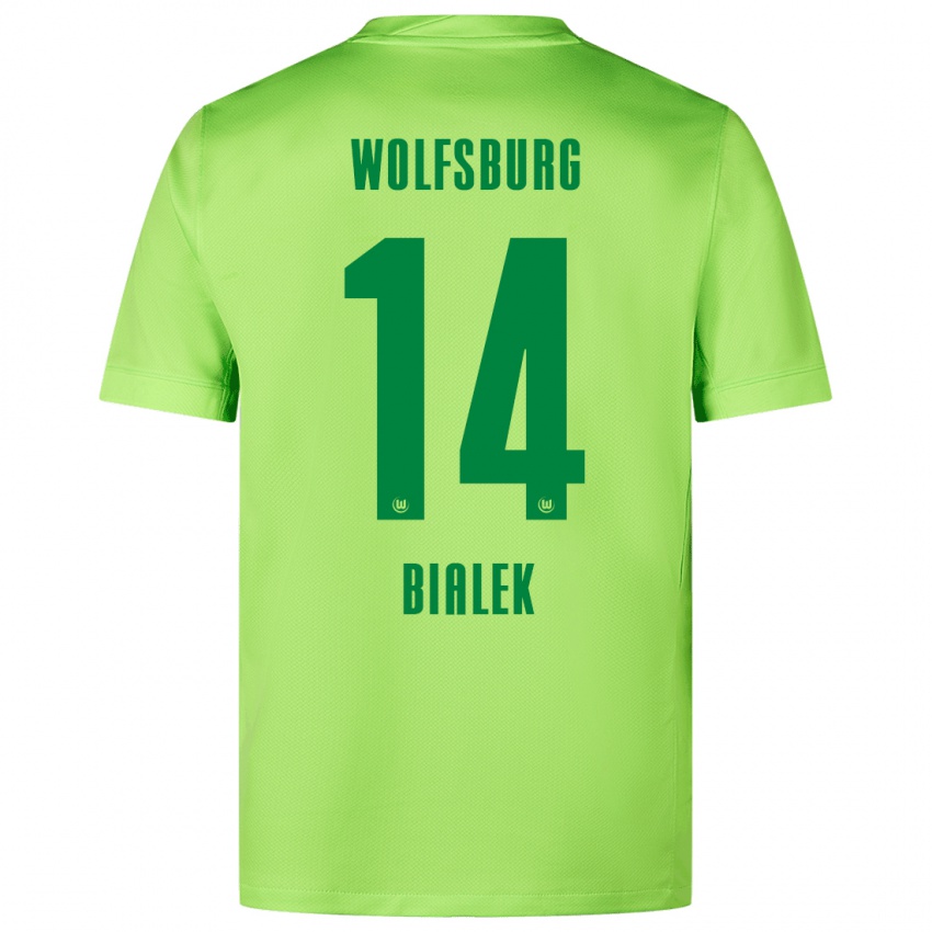 Mujer Camiseta Bartosz Bialek #14 Verde Fluorescente 1ª Equipación 2024/25 La Camisa Argentina