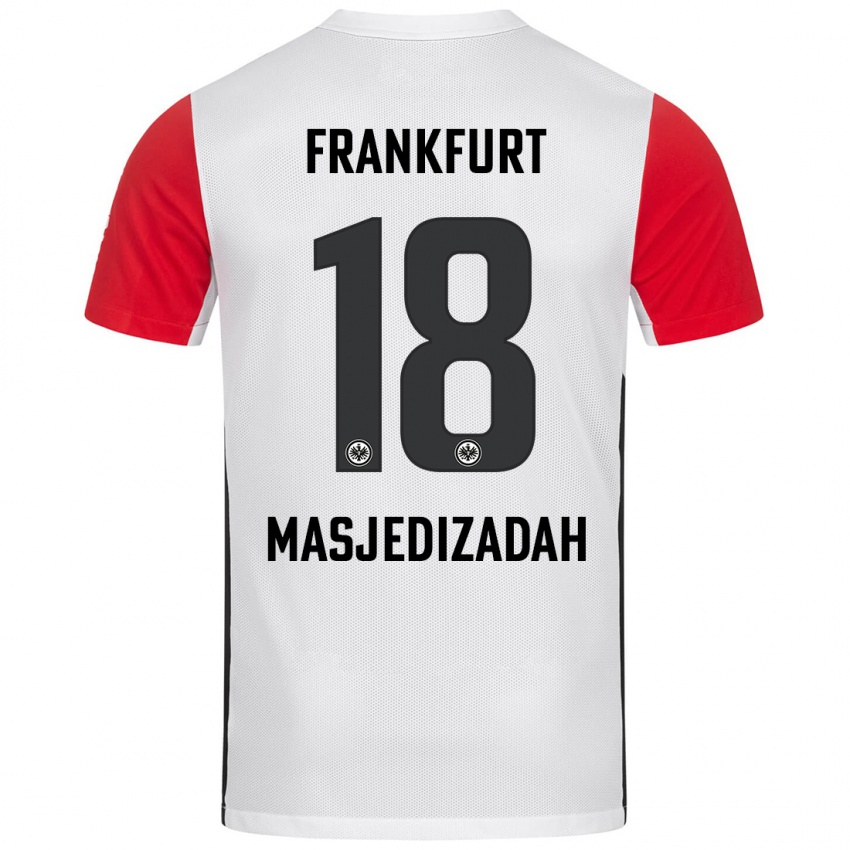 Mujer Camiseta Abolfazl Masjedizadah #18 Blanco Rojo 1ª Equipación 2024/25 La Camisa Argentina