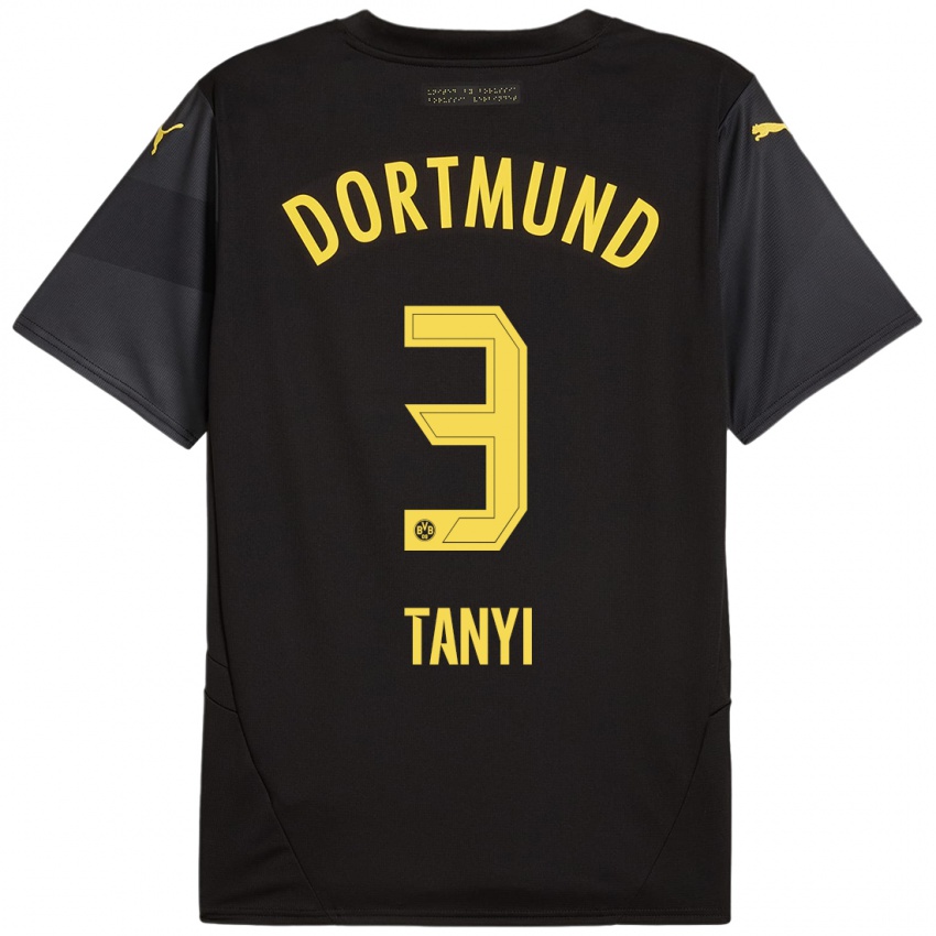 Mujer Camiseta Paul Tanyi #3 Negro Amarillo 2ª Equipación 2024/25 La Camisa Argentina