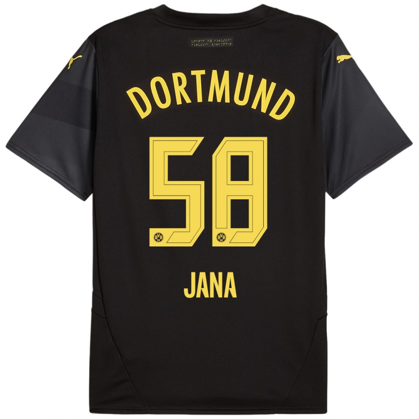 Mujer Camiseta Nordberg Jana #58 Negro Amarillo 2ª Equipación 2024/25 La Camisa Argentina