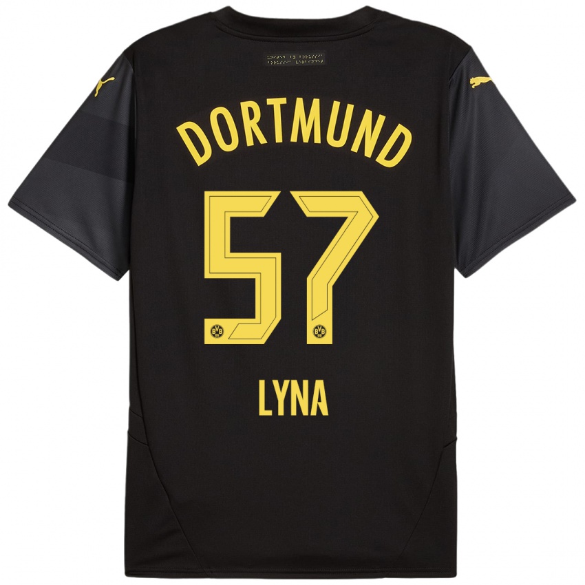 Mujer Camiseta Schwarz Lyna #57 Negro Amarillo 2ª Equipación 2024/25 La Camisa Argentina