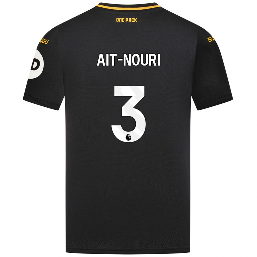 Mujer Camiseta Rayan Ait Nouri #3 Negro 2ª Equipación 2024/25 La Camisa Argentina