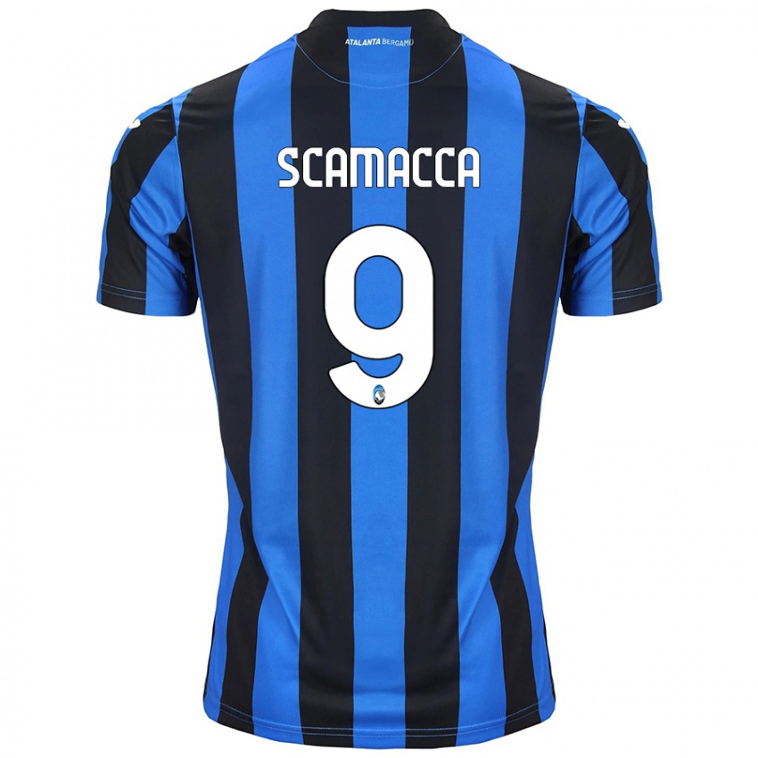 Niño Camiseta Gianluca Scamacca #9 Azul Negro 1ª Equipación 2024/25 La Camisa Argentina