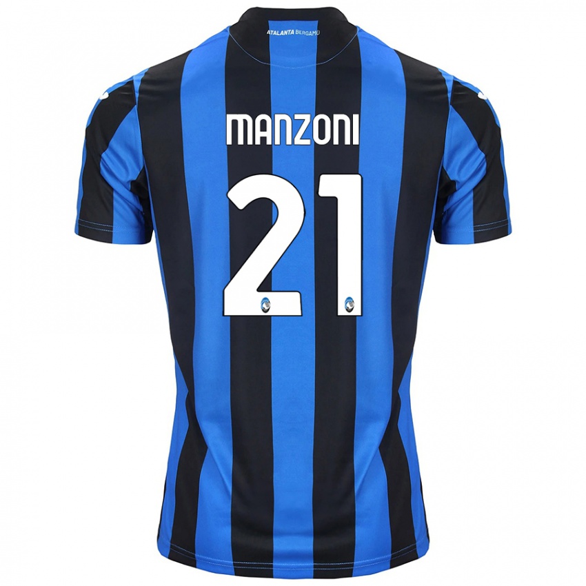 Niño Camiseta Alberto Manzoni #21 Azul Negro 1ª Equipación 2024/25 La Camisa Argentina