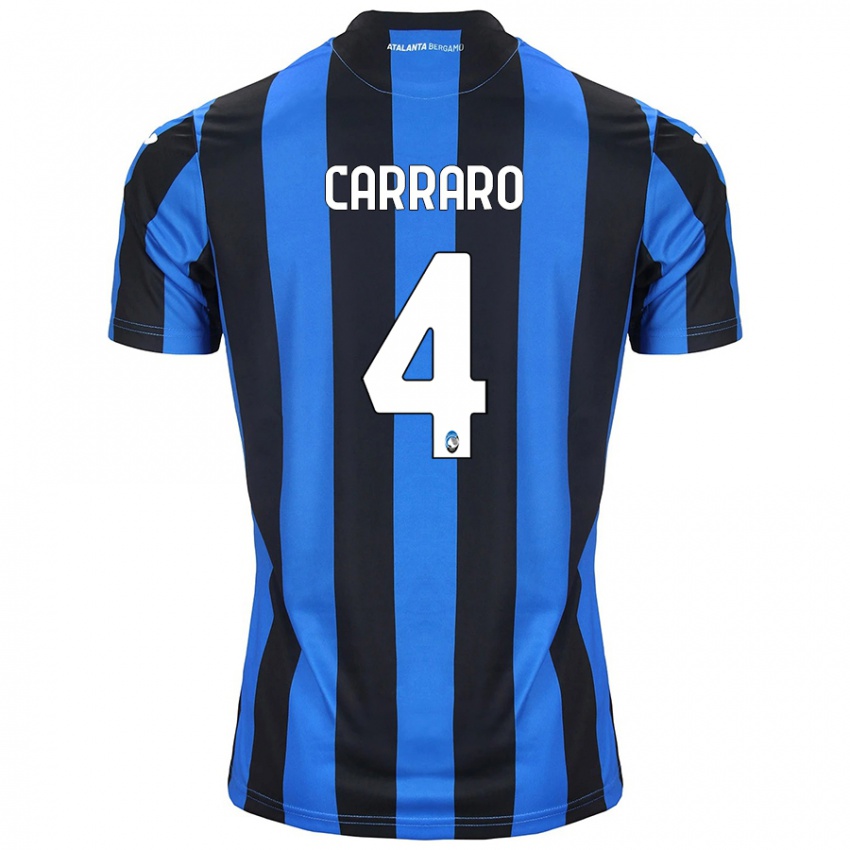 Niño Camiseta Marco Carraro #4 Azul Negro 1ª Equipación 2024/25 La Camisa Argentina