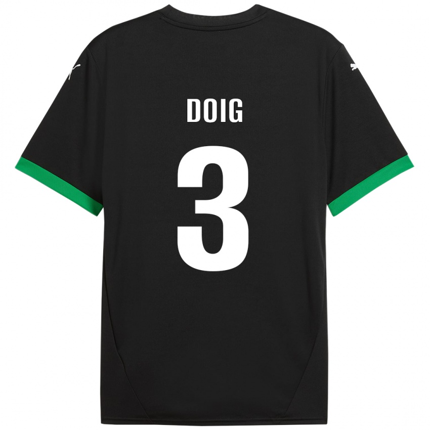 Niño Camiseta Josh Doig #3 Negro Verde Oscuro 1ª Equipación 2024/25 La Camisa Argentina