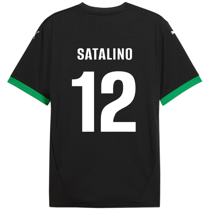 Niño Camiseta Giacomo Satalino #12 Negro Verde Oscuro 1ª Equipación 2024/25 La Camisa Argentina