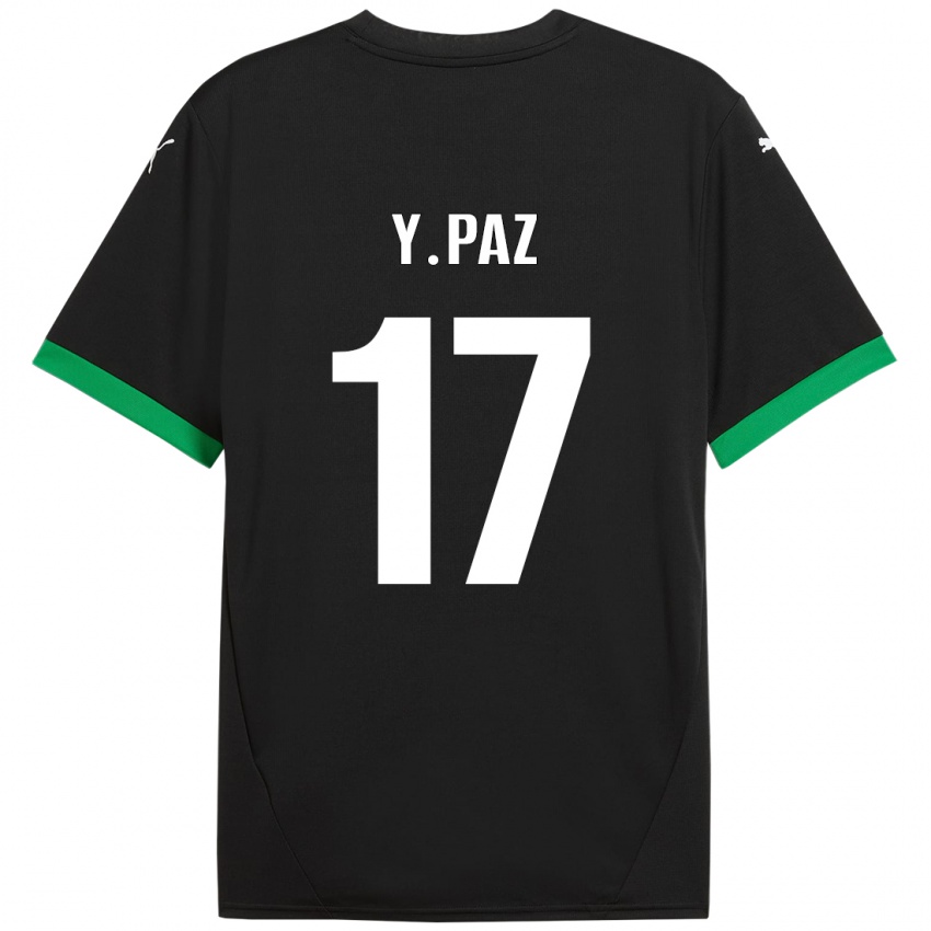 Niño Camiseta Yeferson Paz #17 Negro Verde Oscuro 1ª Equipación 2024/25 La Camisa Argentina