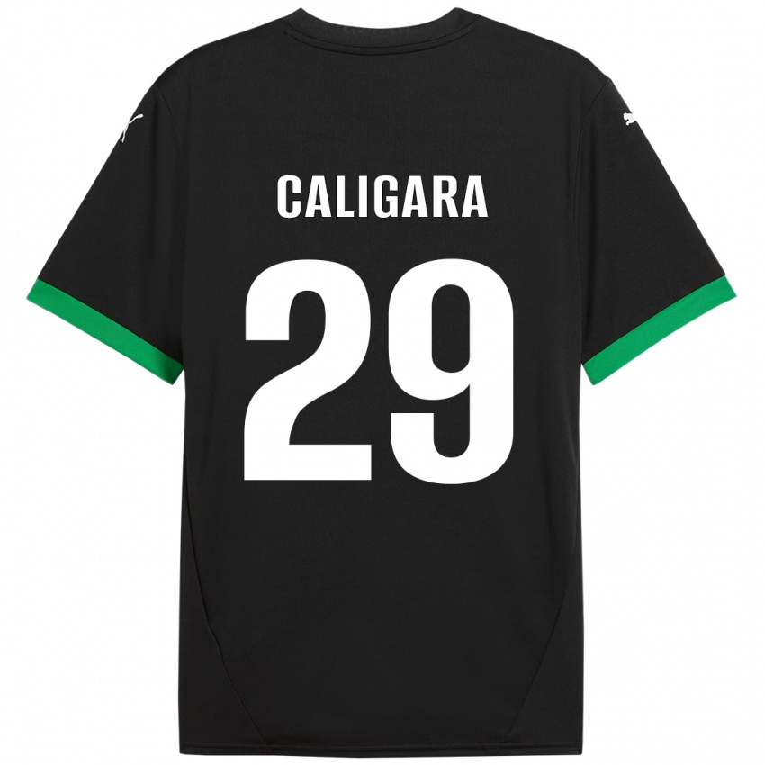 Niño Camiseta Fabrizio Caligara #29 Negro Verde Oscuro 1ª Equipación 2024/25 La Camisa Argentina