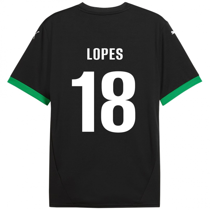 Niño Camiseta Emerick Lopes #18 Negro Verde Oscuro 1ª Equipación 2024/25 La Camisa Argentina