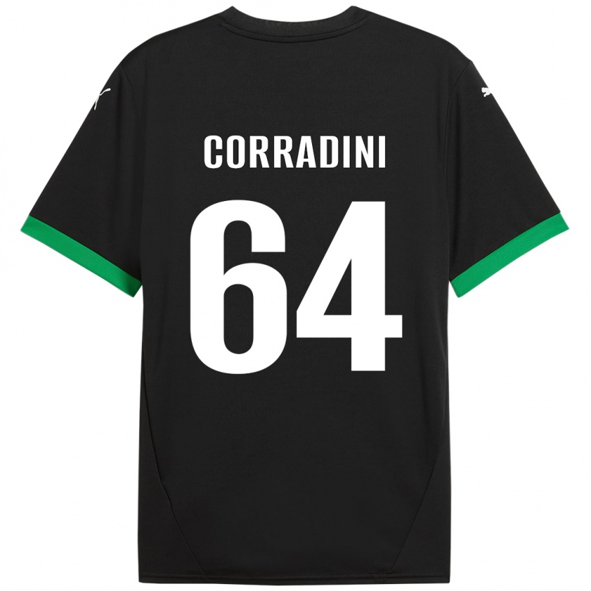 Niño Camiseta Francesco Corradini #64 Negro Verde Oscuro 1ª Equipación 2024/25 La Camisa Argentina