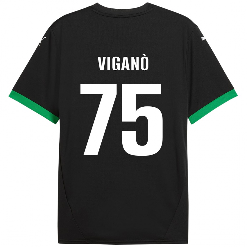 Niño Camiseta Lorenzo Viganò #75 Negro Verde Oscuro 1ª Equipación 2024/25 La Camisa Argentina