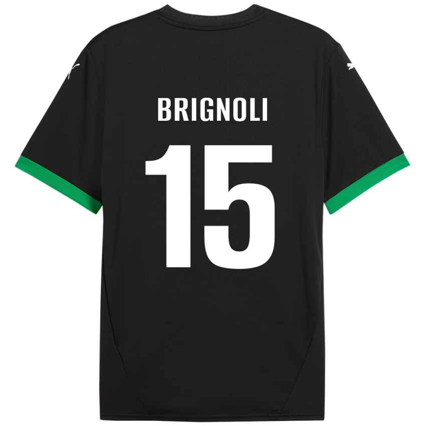 Niño Camiseta Benedetta Brignoli #15 Negro Verde Oscuro 1ª Equipación 2024/25 La Camisa Argentina