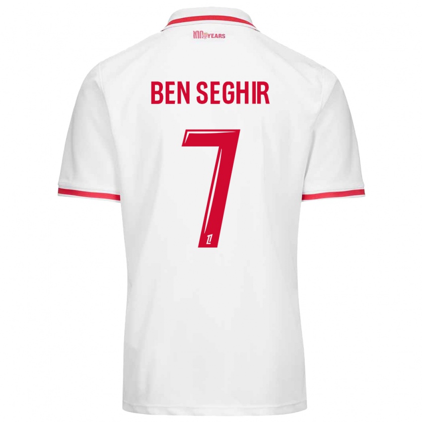 Niño Camiseta Eliesse Ben Seghir #7 Blanco Rojo 1ª Equipación 2024/25 La Camisa Argentina