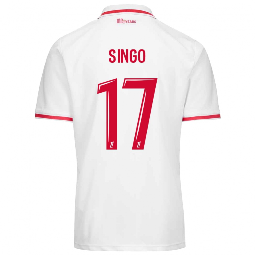 Niño Camiseta Wilfried Singo #17 Blanco Rojo 1ª Equipación 2024/25 La Camisa Argentina