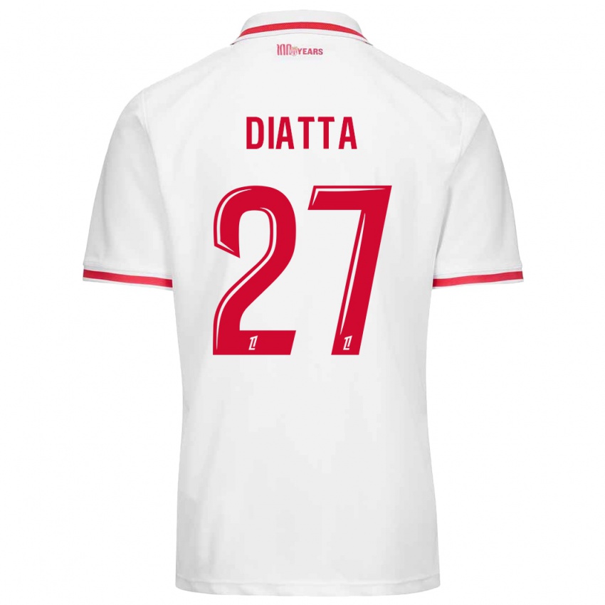 Niño Camiseta Krépin Diatta #27 Blanco Rojo 1ª Equipación 2024/25 La Camisa Argentina