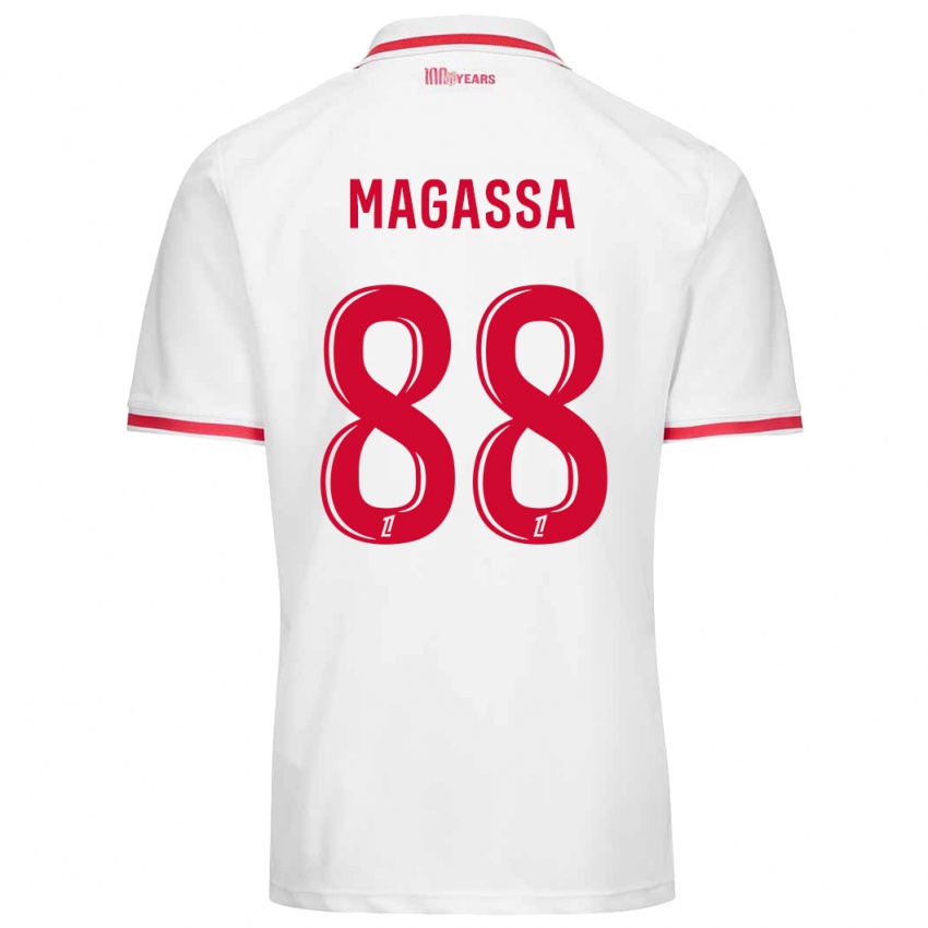 Niño Camiseta Soungoutou Magassa #88 Blanco Rojo 1ª Equipación 2024/25 La Camisa Argentina