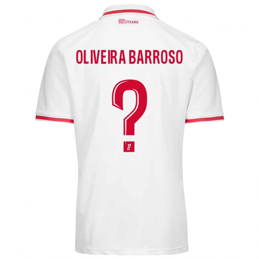 Niño Camiseta Mickael Oliveira Barroso #0 Blanco Rojo 1ª Equipación 2024/25 La Camisa Argentina