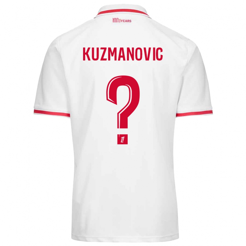 Niño Camiseta Dejan Kuzmanovic #0 Blanco Rojo 1ª Equipación 2024/25 La Camisa Argentina