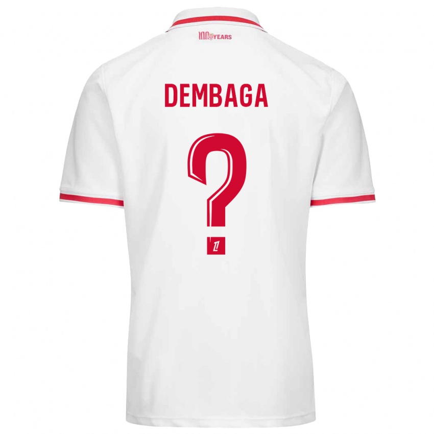 Niño Camiseta Boubakar Dembaga #0 Blanco Rojo 1ª Equipación 2024/25 La Camisa Argentina