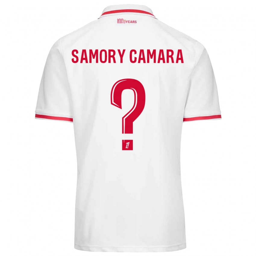 Niño Camiseta Verges Samory Camara #0 Blanco Rojo 1ª Equipación 2024/25 La Camisa Argentina